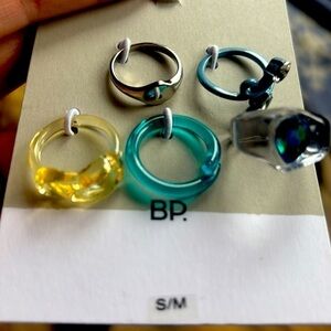NWT BP BŁUE/CŁEAR RING SET S/M